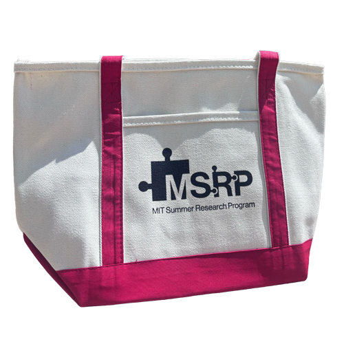 Canvas tote bag with the words MIT Summer Research Program printed on the front